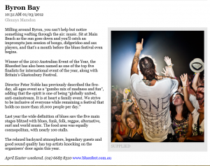 Writing Byron Bay article by Glennys Marsdon